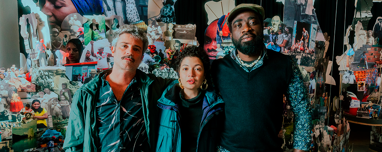 Foto dos artistas Zé Vicente, Anaís Escalona e Shambuyi Wetu