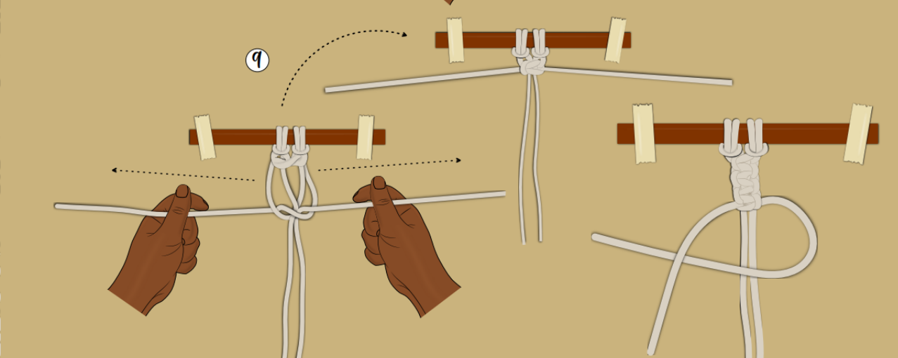 ilustração ponto a ponto - ponto Macramê nó quadrado