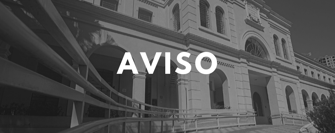 Fachada do MI com a palavra AVISO