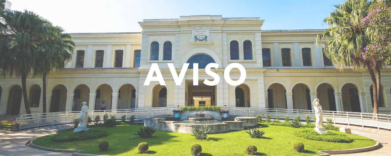 Fachada do MI com a palavra AVISO