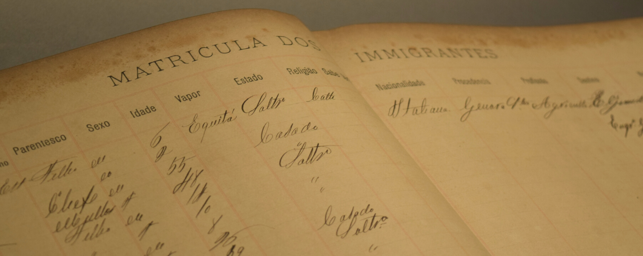Imagem do livro de registro de matrícula de imigrantes. Acervo MI.